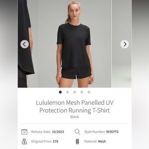 🍋lululemon mesh panelled UVP running t-shirt 🍋